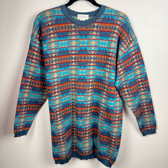 Tricots St Raphael Sweaters - Tricots St‎ Raphael Vintage Wool Geometric Aztec Pattern Sweater Size Large